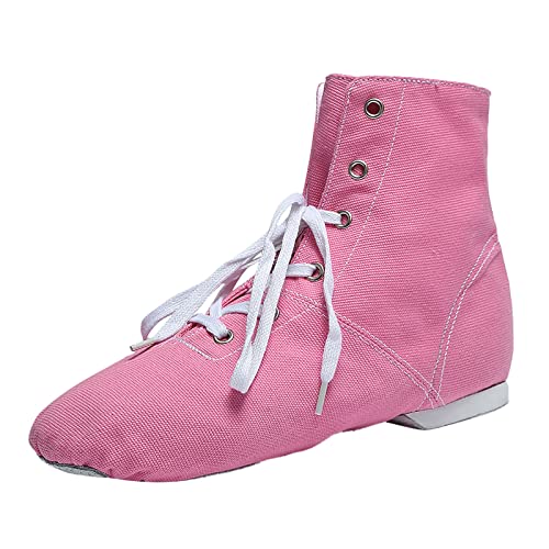 Children Canvas Dance Shoes Soft Soled Ballet Training Shoes High Top Casual Sandals Lace up Dance Booties