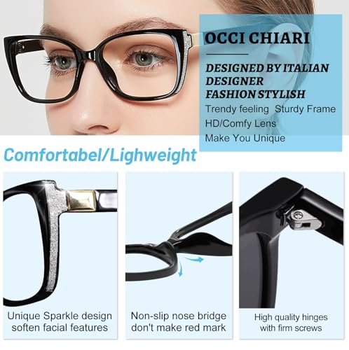 Image of OCCI CHIARI Reading Glasses For Women Oversized Reader 1.0 1.5 2.0 2.5 3.0 3.5 4.0 5.0 6.0
