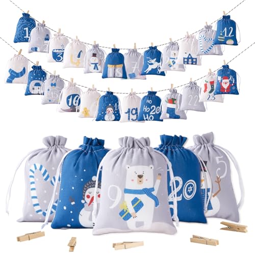 Adventskalender zum Befüllen, 24 Adventsäckchen zum Selbstbefüllen...