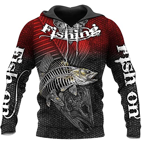 Hoodies,Men'S 3D Fish Skeleton Anime Hoodie Pullover Street Sports Tops Coat Oversized Fashion