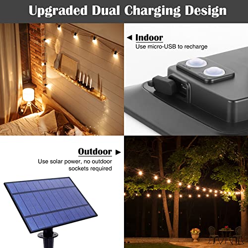 Zjojo Solar Outdoor String Lights 200Ft(100 * 2Pack) G40 Globe Patio Lights Outdoor String Lights Solar Powered With 100 Edison Glass Bulbs 2700K Shatterproof Hanging Lights For Porch Backyard Bistro #TOP1