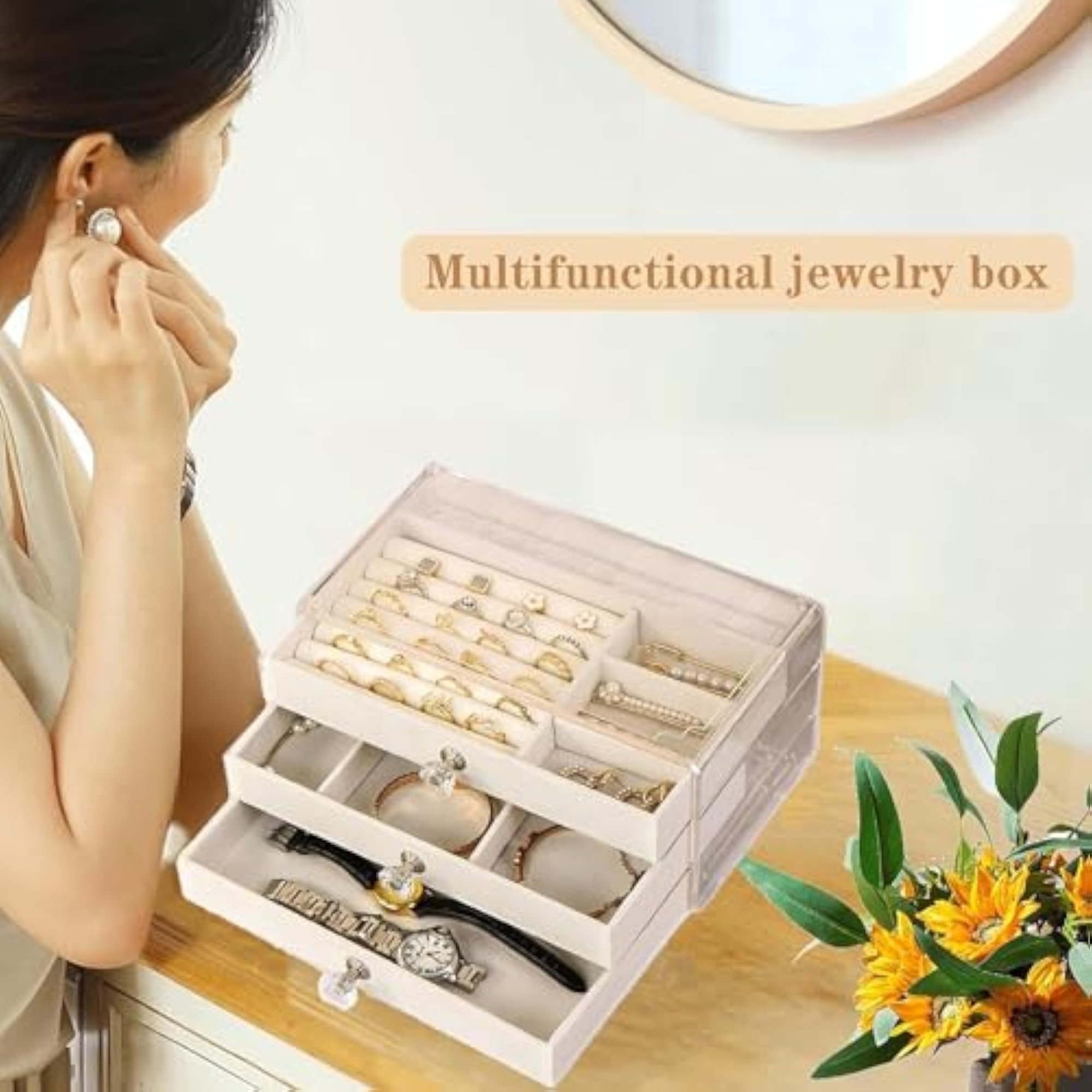 Stylish Acrylic 3 Layer Jewelry Organizer Case