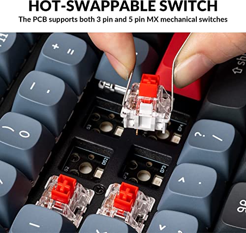 Image of Keychron V6 Wired Custom Mechanical Keyboard Knob Version, Full-Size QMK /VIA Programmable with Hot-swappable K Pro Red Switch Compatible with Mac Windows Linux (Frosted Black-Translucent)