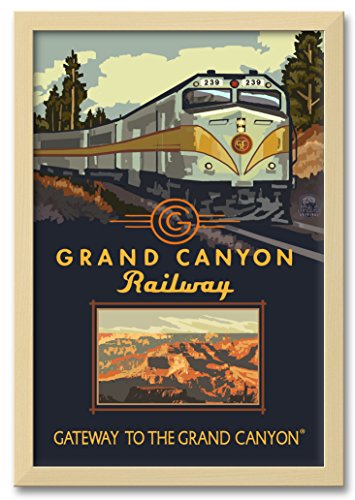 Grand Canyon Railway Diesel Train Professionally Framed Wall Decor from Travel Artwork by Artist Paul A. Lanquist Framed Art Size: 14