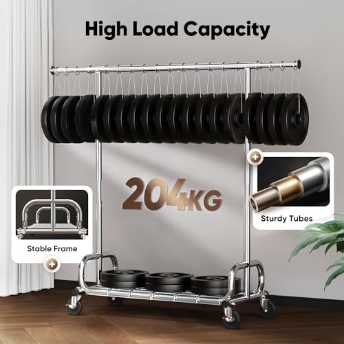 Alt Text for image 3: HOKEEPER clothes rail showcasing the bottom storage shelf with shoes and bags