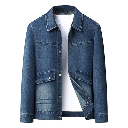 Veste en denim pour hommes coupe slim en coton à manches longues