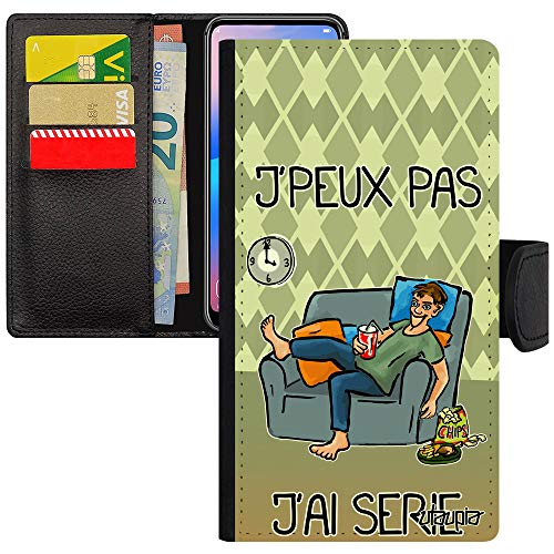 Coque iPhone SE 2022 portefeuille verte série BD dessin texte comique étui housse