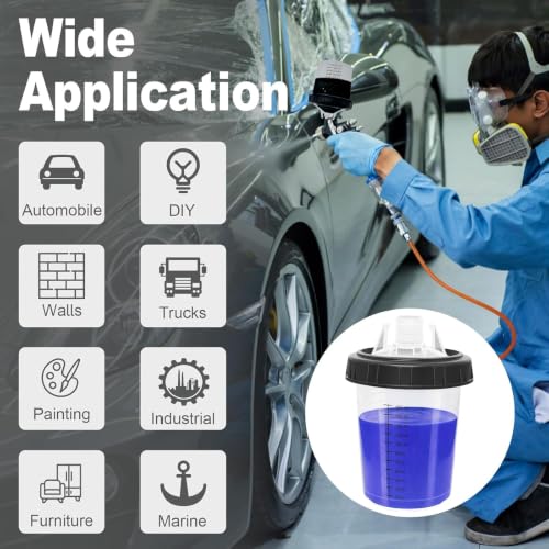 Image of Paint Spray Gun Disposable Cups System 180ml (6oz) with Lids Liners