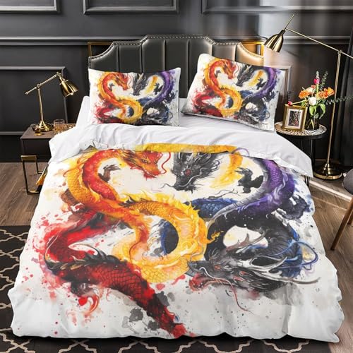 Housse de couette dragon microfibre de qualité supérieure parure 220x240