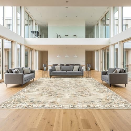Gertmenian Indoor Easy-Care & Washable Area Rug – 9x13 Extra Large, Ideal for High Traffic Areas in Living Room, Bedroom, Entryway – Candace Beige, 25975
