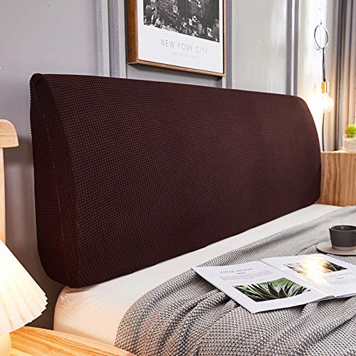 SetSailW Bett Kopfteil Bezug Schwarz Stretch-kopfteilbezug Für Doppelbett, 360° All Inclusive Schonbezug Rückenlehnenbezug, Waschbare Single King Size Rutschschutzhülle,coffee-200cm Cover
