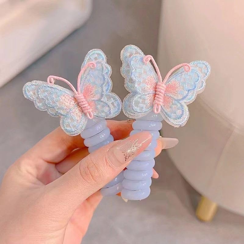 2pcs butterflies colorful children’s phone cord hairband non-damaging hair ponytail fixing accessories suitable for children’s parties family dinners and outdoor play(L) 2pcs butterflies colorful children’s phone cord hairband non-damaging hair ponytail fixing accessories suitable for children’s parties family dinners and outdoor play(L)