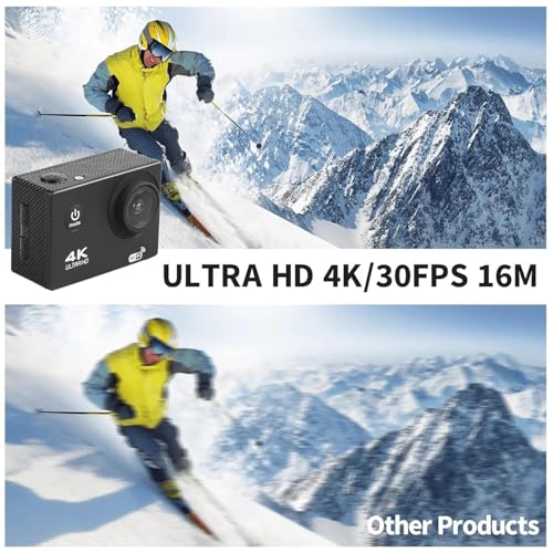 Image of INDIELECTRONICA 4K Action Camera 16mp (with 18 Accessories) - WiFi, Memory Card Support, 170 Wide Angle, Vlog-Ready, Perfect for Travel, Vlogging & YouTube (Matt Black)