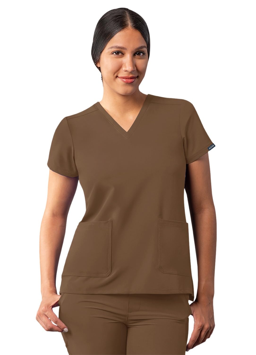Adar Addition Scrubs for Women - Modern V-Neck Scrub Top - A6008 - Mocha Quartz - M