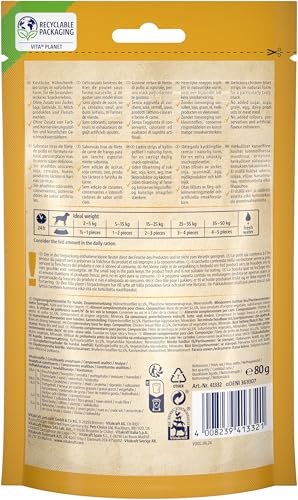 Vitakraft Pure Chicken Strips, Hundeleckerli, Hühnchenfilet, Hunde Trainingsleckerli, ohne Zusatz von Zucker und Getreide (1x 80g)