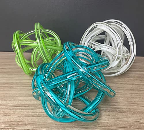 Semeid Glass Decorative Ball Blue,5.9" Large Orbit Glass Ball Decor-Handicraft Glass Sculpture For Desk,Bookshelf Decor (Sky Blue) #TOP7