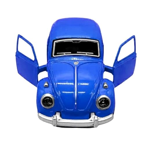 Fusca de Brinquedo Miniatura Carrinho de Ferro com Abertura das Portas e Pneu de Borracha (Azul)