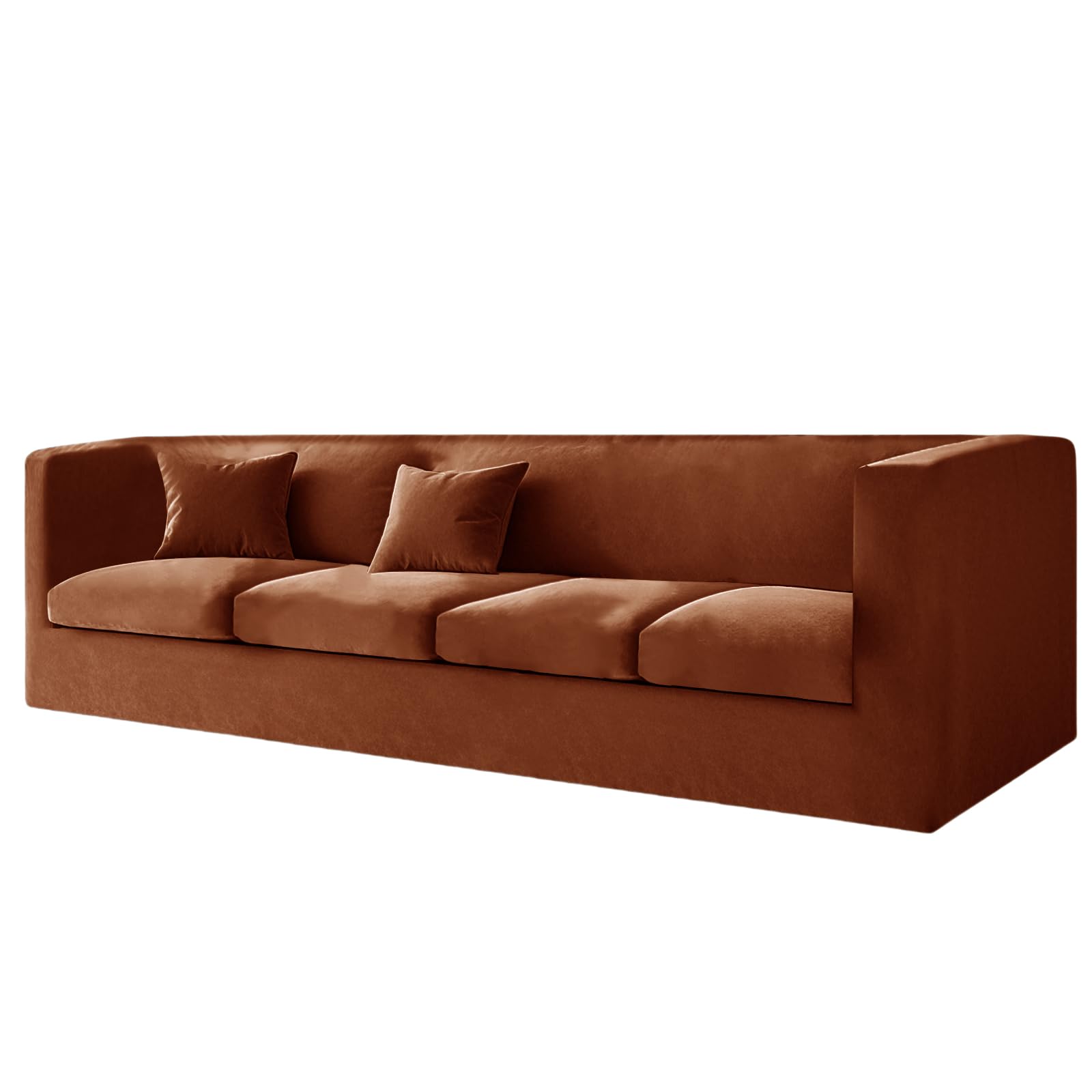 KYJSW High Stretch Chesterfield Sofa Cover Velvet Couch Cover With Seat Cushion Cover Non-Slip Sofa Slipcovers With Armrests For Living Room (Dark orange,XL SOFA+4 SMALL SEATS)