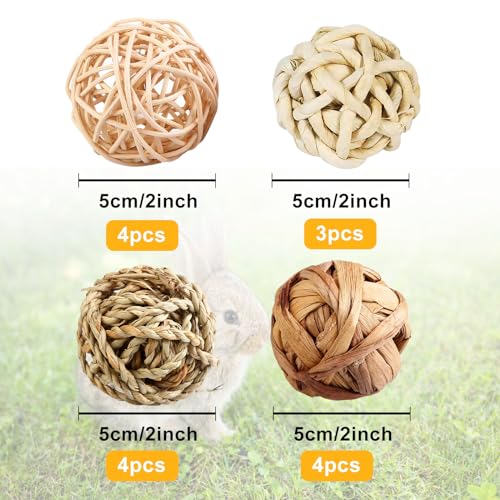 Nizirioo 15 Stück Kaubälle, Kleintiere Kauspielzeug Grasspielzeug Grasball Kleintierspielzeug Hasen Kauspielzeug Hamster Spielzeug Für Kaninchen Hamster Chinchilla Rennmäuse Meerschweinchen Kleintiere