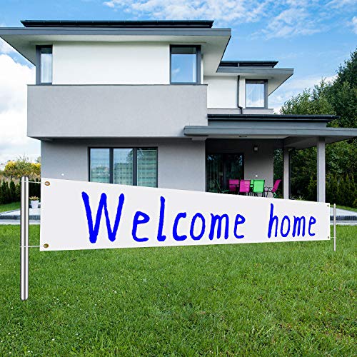 Image of Zonon Large Blank Banners And Signs Polyester Oxford Cloth Sublimation Banner To Decorate With Hanging Rope For Indoor Wall Outdoor Easy Hang Diy Signs For Business Office(White,1.6 x 9.8 Feet)