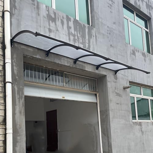 Marquesina para Puertas,Gran Toldo para Jardín Exterior con Bebedero,Resistente A La Lluvia Y A Los Rayos UV,con Estructura De Aluminio Y Panel De Policarbonato Macizo (100x440cm,S)