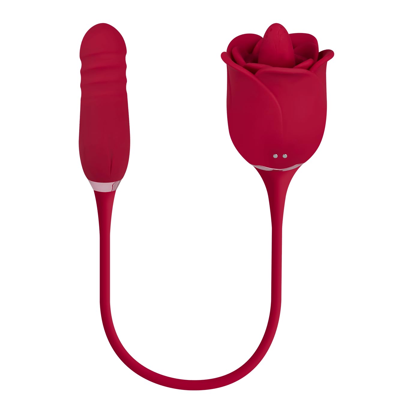 EIS, vibratore, vibratore da appoggio, mini vibratore, vibratore da appoggio a forma di rosa - 2 in 1, 39,8 cm, impermeabile, ricaricabile, silicone delicato sulla pelle