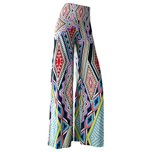 Arolina Women's Stretchy Wide Leg Palazzo Lounge Pants Casual Comfy High Waist Palazzo Pants XX-Large Diamond Flower