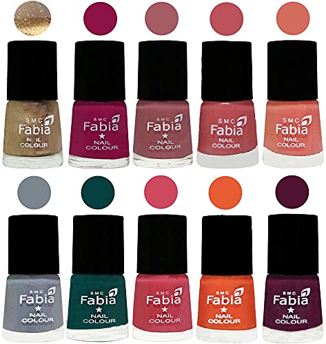 Image of ALL IN ONE (PACK OF 10), Long Lasting Glossy Nail Polish, 6 ml Each, All Vibrant Colours,01911