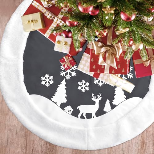 VOPIWOZ Weihnachtsbaumdecke Rund 120cm, Weihnachtsbaum Decke Weiß,...