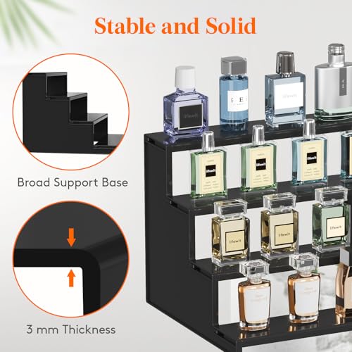 Image of Lifewit Perfume Organizer, Bedroom Decor, Cologne Cupcake Stand, Tool-Free Assembly, Makeup Display Shelf for Vanity Bathroom Counter Storage, Black, 30 cm /12 inch, 1 Pcs (Pack of 3)