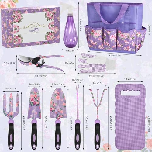Gardening Tools, WisaKey 10 Piece Heavy Duty Purple Garden Tools Set with Non-Slip Ergonomic Handle, Durable Fashion Garden Tool Organizer HandBag, Ideal Gardening Hand Tools Gardening Gifts for Women - Image 8