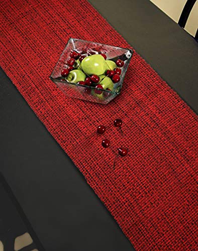 Urban Villa Table Runner 100% Cotton Two Tone Tablerunner Home Kitchen Dining Décor Table Runner 14''X72'' Red/Black Table Runner With Fringes Cocktail Parties Wedding Bbq's Everyday Use Table Runner #TOP1