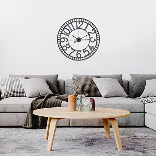 Utopia Alley Manhattan Industrial Wall Clock - Large Wall Clock, Big Clocks For Living Room Decor Or Dining Room Decor, Decorative Wall Clocks, Iron Wall Decor, Metal Wall Clock (32" Analog, Pewter) #TOP4