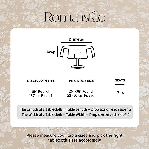 Image of Romanstile Waterproof Vinyl Tablecloth Round, 60 x 60 Inch, Rose Beige