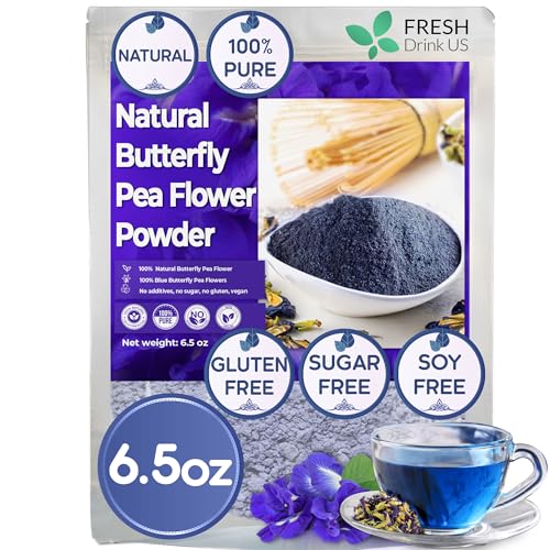Image of FRESHDRINKUS 6.5oz Butterfly Pea Flower Powder, 100% Natural and Pure, No Additives, No Gluten, No Sugar, Vegan