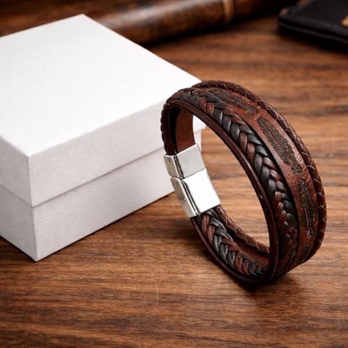 Image of Contemporary Casual Braided Leather Bracelet For Men /Boy's