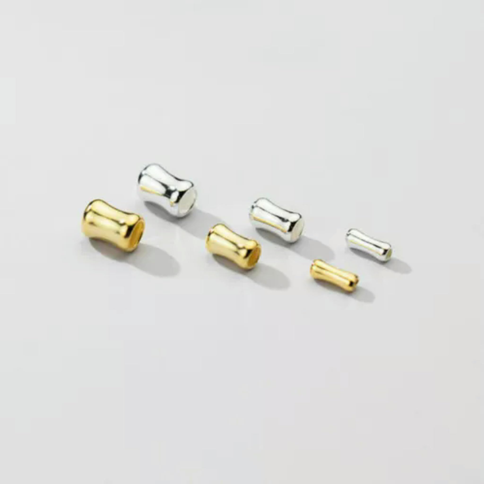 Knochenförmige Spacer-Röhrchenperlen aus 925er Silber, A2913-Gold-B, 2,5 x 6 mm, 100 Stück
