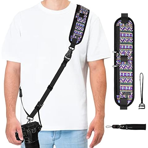 Arvok Kamera Schultergurt mit Handschlaufe, Tragegurt Schnellverschluß mit Schrauben und 2 Tasche, Verstellbarer Kameragurt Schultergurt Vintage für Canon Nikon Sony Fujifilm Olympus DSLR-Kamera Cover