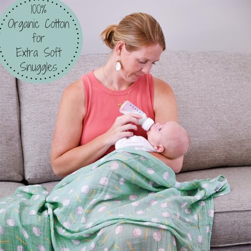 Image of LollyBanks Swaddle Blanket 100% Cotton, Soft Muslin Swaddle Blankets, 47 x 47 inches Baby Swaddles for Boys and Girls, Lightweight Baby Blanket, Baby Essentials, Registry (Golf Balls Print)