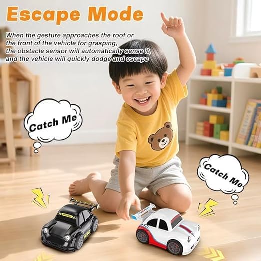 SANTALON Cartoon Mini Watch RC White Car Toy for Kids | USB Rechargeable Wrist Remote Control Racing | 2.4GHz Drifting RC Car with Lights, 360° Rotation, Follow & Escape Mode | Boys & Girls Toy 2
