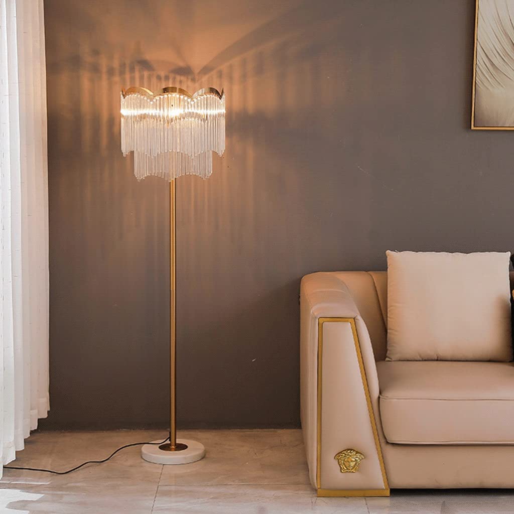 Stojące wysokie lampy Nowoczesna lampa podłogowa Kryształowa lampa stojąca 62,9 cala Lampy podłogowe z marmurową podstawą Wysoka lampa, 3 światła do salonu Sypialnia Lampka do czytania