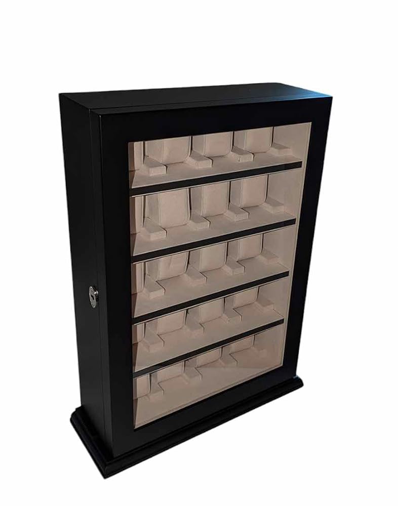 Meyer & Söhne Tischvitrine für 20 Uhren schwarz mit LED-Licht No.13