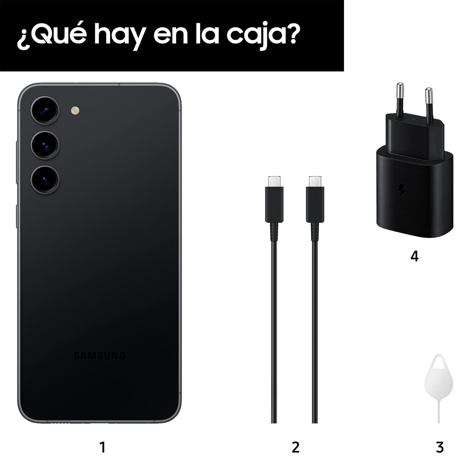 SAMSUNG Galaxy S23+, 512 GB + caricatore da 45 W, smartphone Android con IA, telefono cellulare sbloccato, colore nero (versione spagnola)