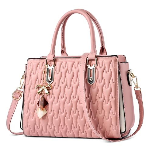 Elegante Borsa A Mano Donna Moda A Tracolla Con Pendente Medio Casuale Messenger Pu Pelle Borse Tote A Spalla per Festa Lavoro Viaggio Shopping Rosa