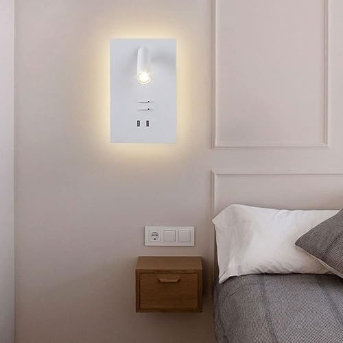 Miniatura 2 de Lámpara colgante moderna de araña blanca lámpara de lectura de cabecera recargable por USB, LED empotrable, foco de pared de 6 W, aplique de pared