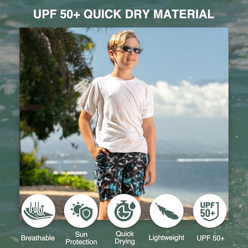 Image of Kanu Surf Boys' Victor Stripe Quick Dry Beach Board Shorts Swim Trunk