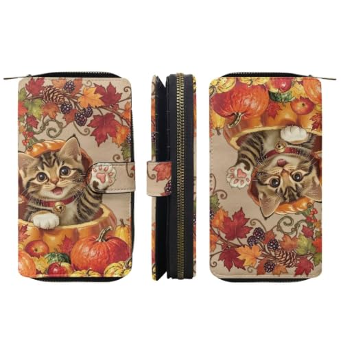 Image of COEQINE Ladies Wallets Pink Leopard Heart Black Printed Leather Phone Long Clutch Purses Check Coin Change Holder