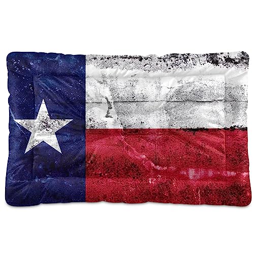 Dog Bed Mat Soft Comfortable Anti-Slip Bottom Pet Mat Washable Cat Kennel Crate Pad for Small Medium Large Pets 24x36in Texas State Flag Painted on