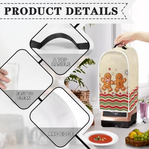 Image of Christmas Cookie Kitchen Blender Dust Cover with Top Handle | Washable Anti Splash, Stand Mixer or Coffee Juicer Maker Cover Polyester Dust Proof Blender Protector Covers for Friends