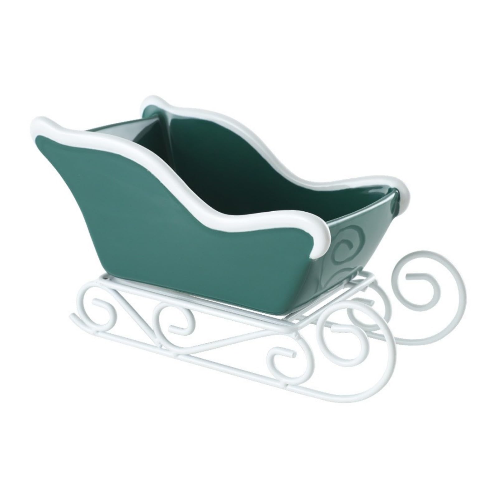Elnwnnkc Sleigh Planter Ceramic Flowerpot Christmas Decoration Organiser Tray for Mantels Tabletop Display Holiday Decoration Sleigh Shape Ceramic Vase